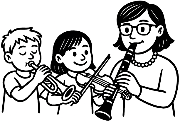 Teacher with students